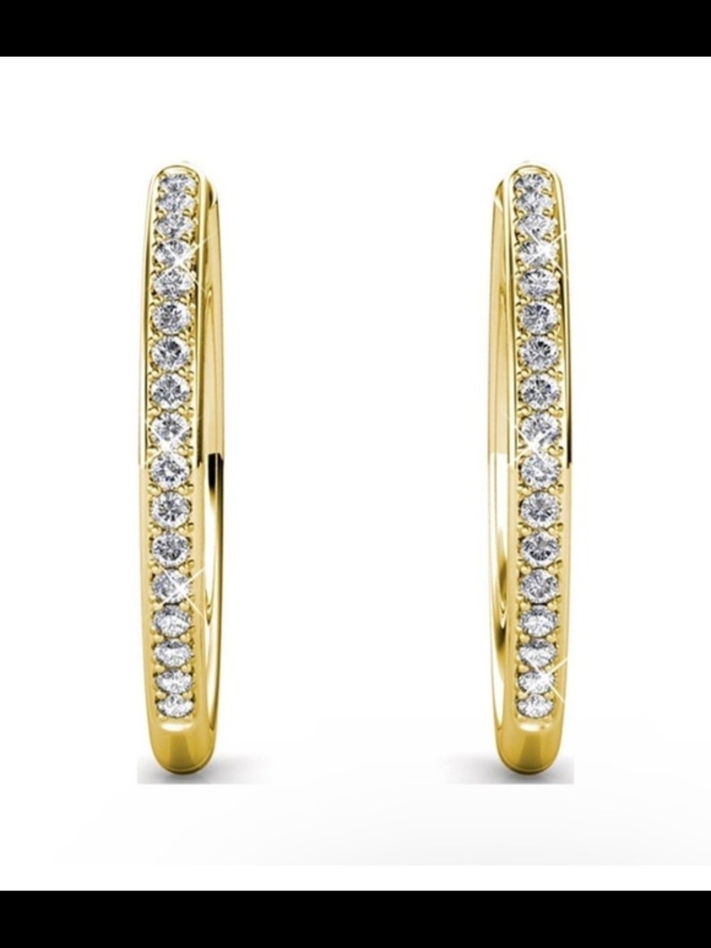 Cate & Chloe Yellow Gold Plated Hoop Earrings - Swarovski Crystals